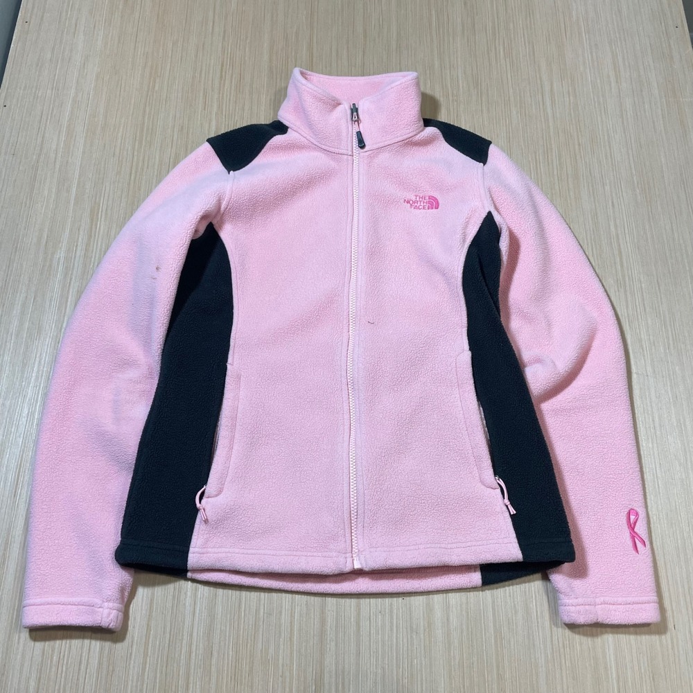 The North Face Fleece Jacket Womens Medium Pink Black Breast Cancer Awareness
